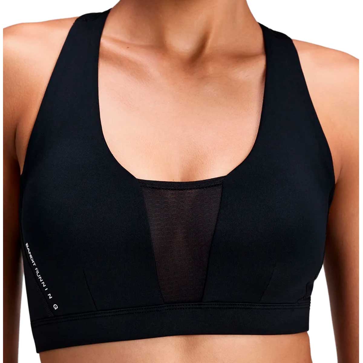 Run Bra Bandit Stamina-V™ GeoMesh™ V-Neck Black Mujer