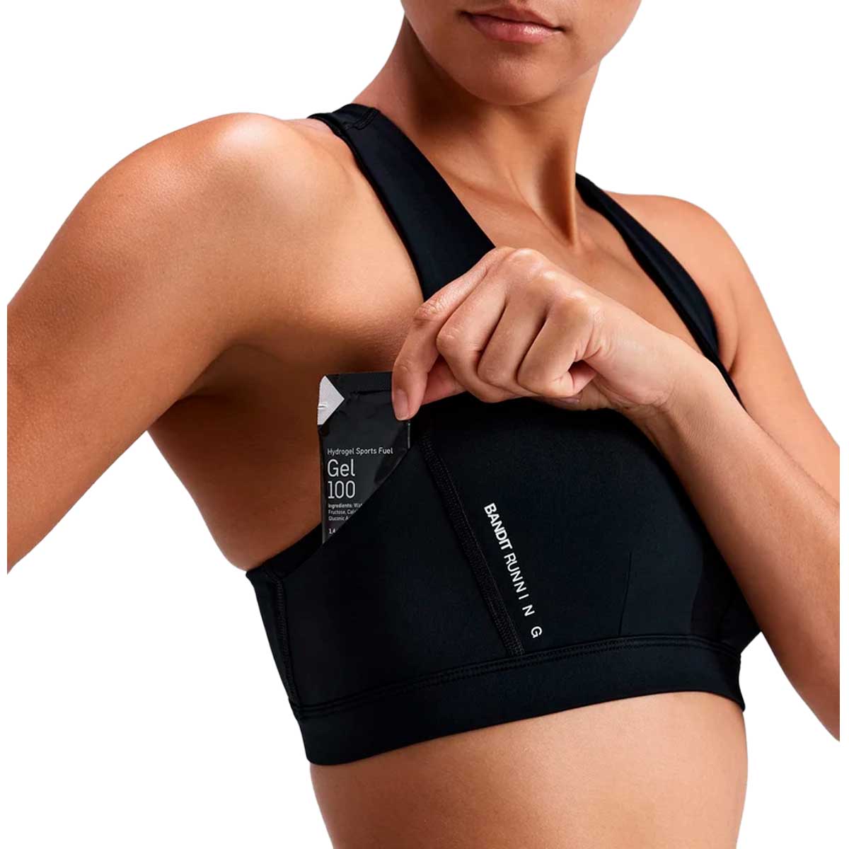 Run Bra Bandit Stamina-V™ GeoMesh™ V-Neck Black Mujer