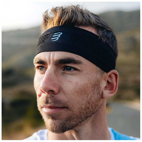 Banda Compressport Thin Headband On/Off Black White