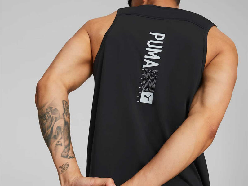 Playera Deportiva Puma RUN LOGO SINGLET Negro Hombre