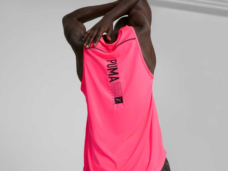 Playera Deportiva Puma RUN LOGO SINGLET Rosa Hombre