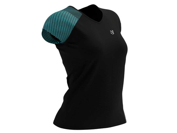 Playera Deportiva Compressport Performance SS Tshirt Negro Dama