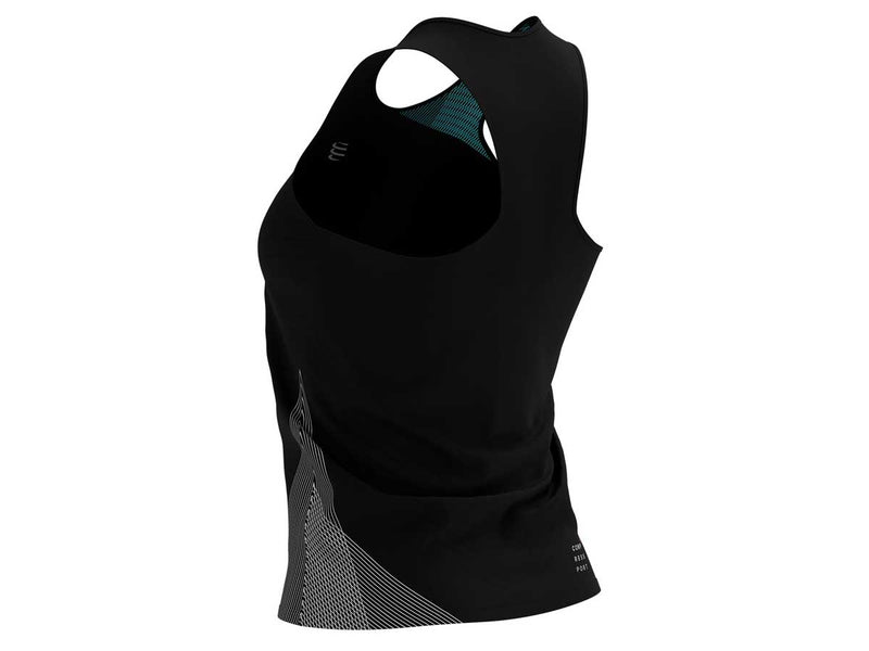 Playera Deportiva Compressport Performance Singlet Negro Dama