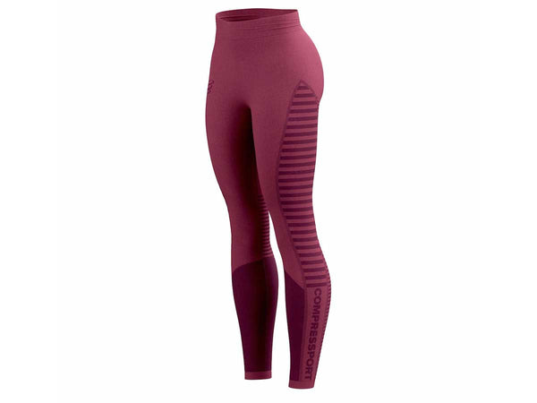 Leggings Compressport Running Winter Run Vino Mujer