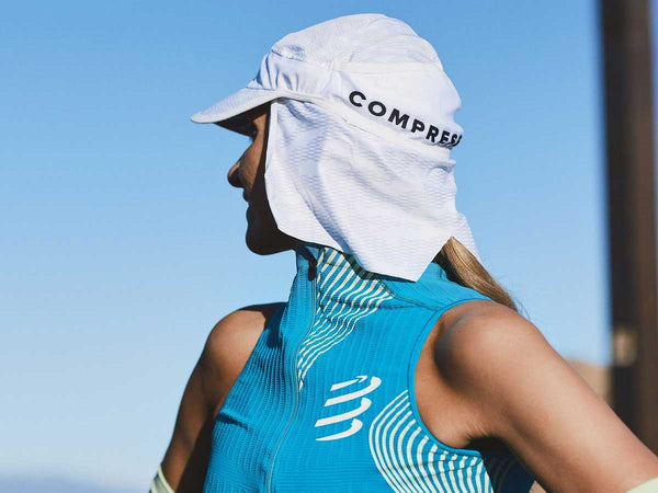 Gorra Running Compressport ICE CAP SUN SHADE Blanca