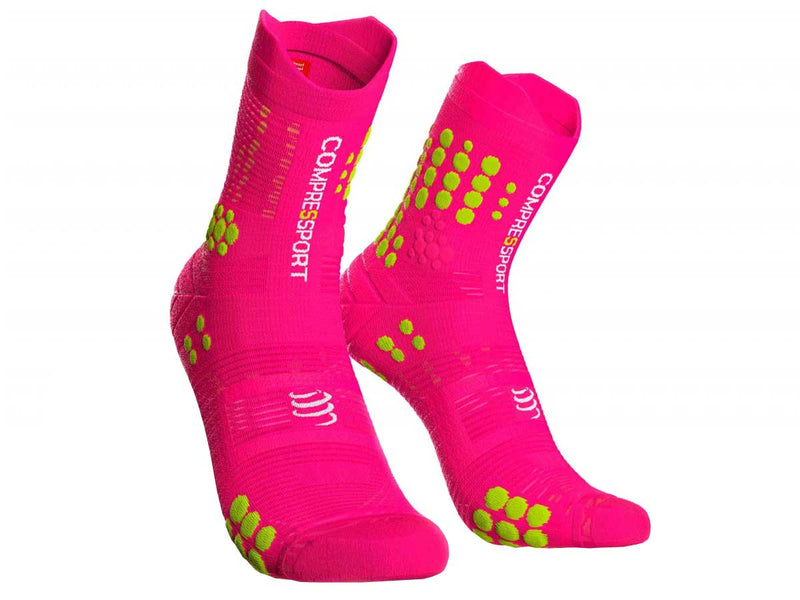 RUN24.MX - Calceta Compressport Racing Sock V3 Trail Fluo Pink